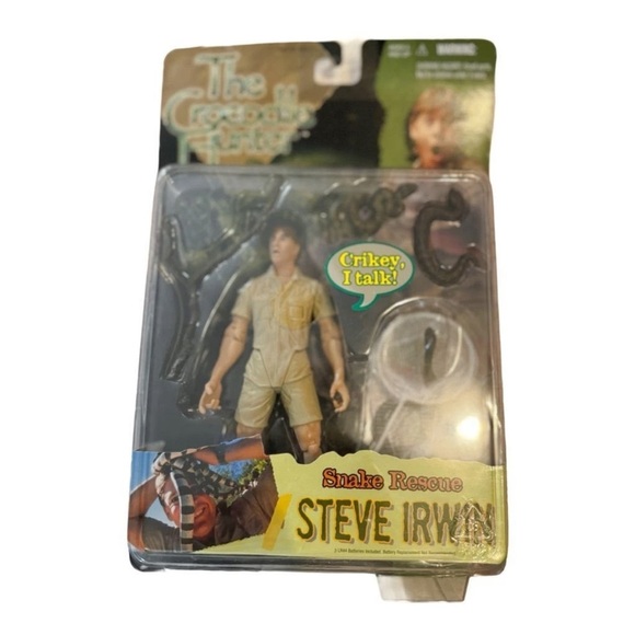 VTG Steve Irwin Crocodile Hunter Talking Bobblehead & Snake Rescue NIB - Picture 2 of 8